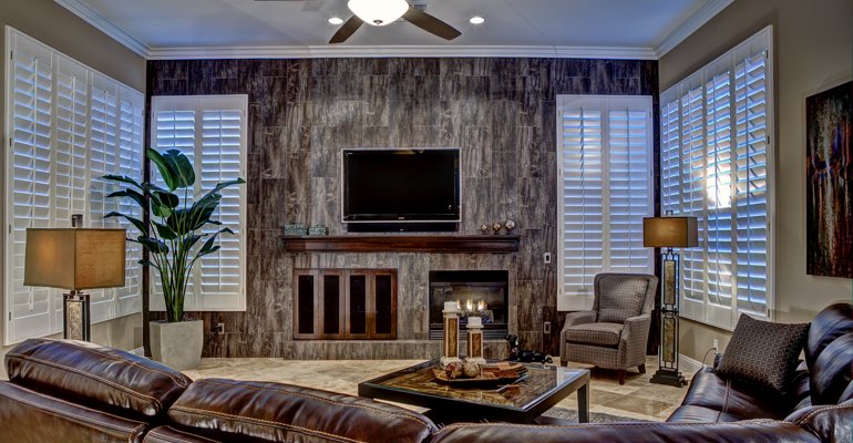 Las Vegas living room with shutters