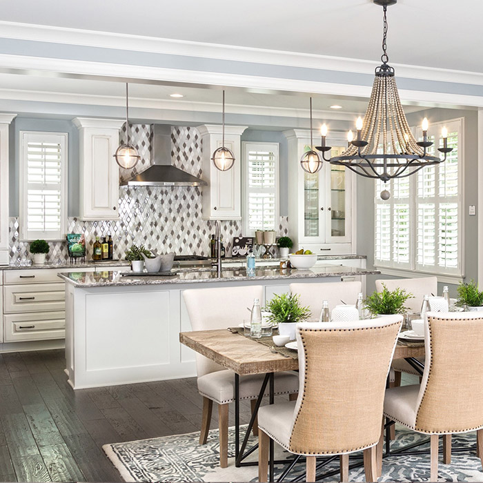 White polywood shutters in a kitchen.