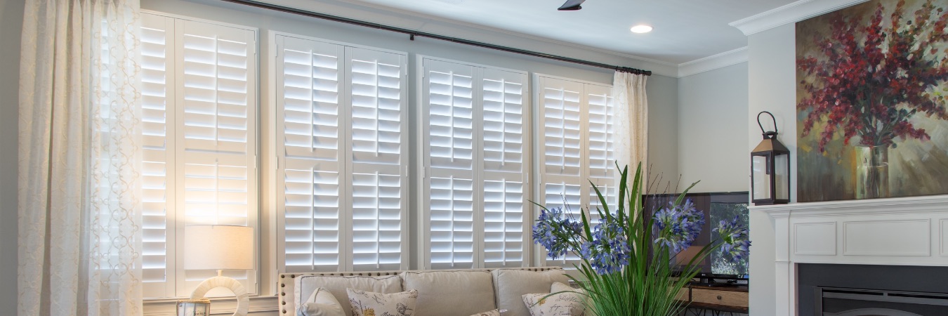 Polywood plantation shutters in Las Vegas living room