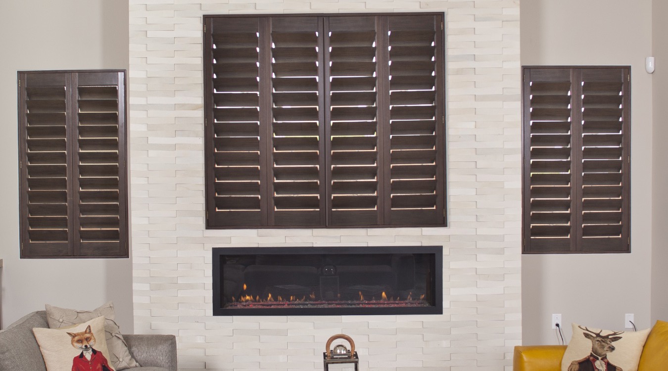 Wood Shutters By Fireplace