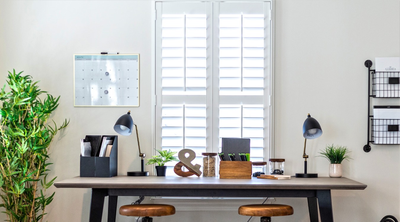 White shutters in home office