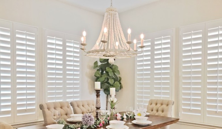 Polywood shutters in a Las Vegas dining room.