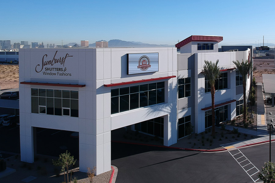 aerial shot of sunburst building