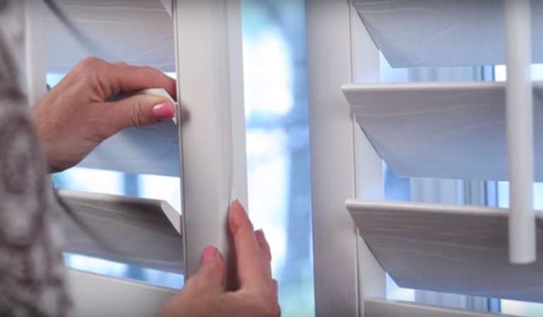 Plantation shutters can illuminate your space when the sky is sunny. Plantation shutters with wide slats.