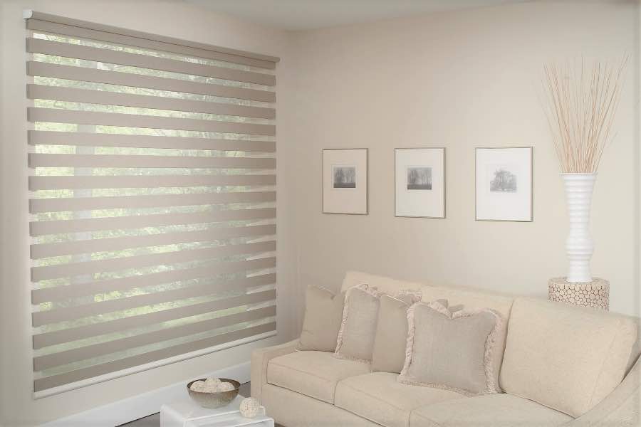 Zebra shades give you a unique combination of light control and style that benefits your Las Vegas home. Zebra shade allows filtered light into a living room
